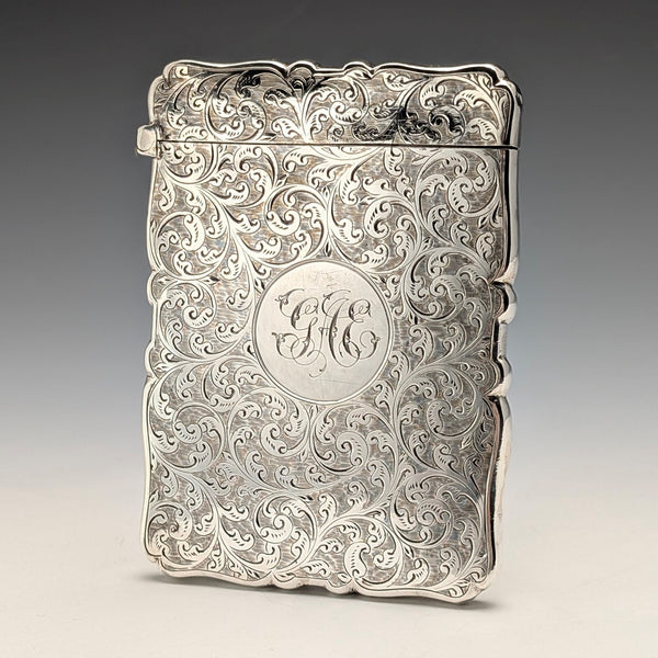 1894 British antique sterling silver card case 55g Frederick Marson